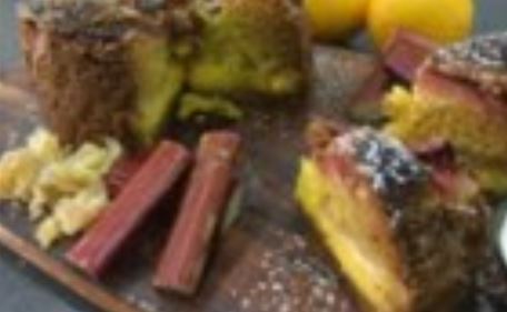 Rhubarb Ginger Orange and Custard Cake