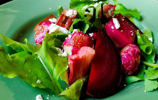 Roasted Rhubarb and Beet Saladb